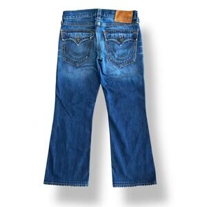 True Religion Womens 31 Distressed Bootcut Jeans Made in USA Flap Pockets